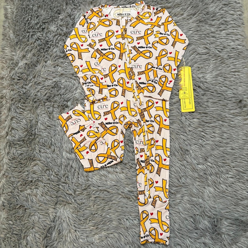 Miller & Co Children's Cancer Awareness Bamboo Zippy Sleeper 18-24 Months NEW